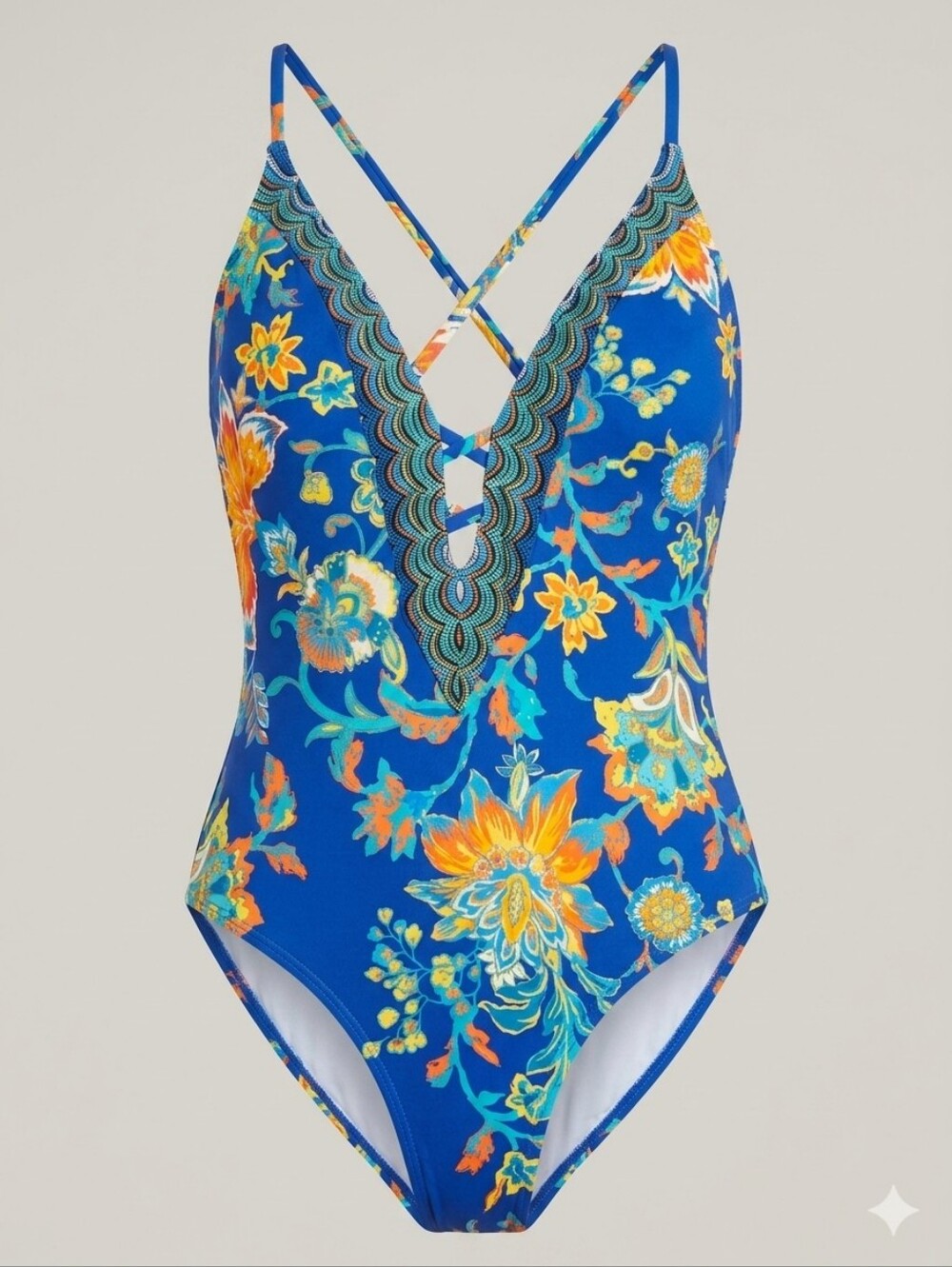 Cupshe Floral Plunging Slim And Sculpt One Piece Size L